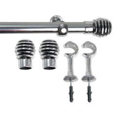 VARÃO SIMPLES LUXO PARA CORTINA DE 4 METROS ESPESSURA 19MM - PRATA