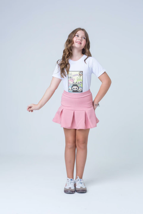 Conjunto Short Saia Rosê Labubu - comprar online