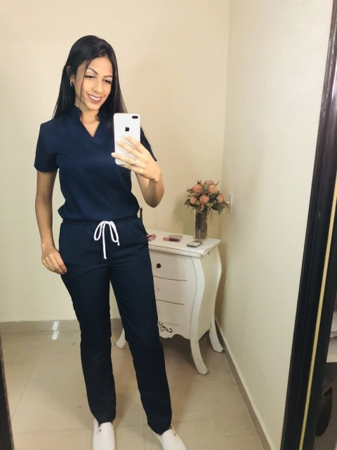 Pijama Cirúrgico - Gola Alta - Azul Marinho