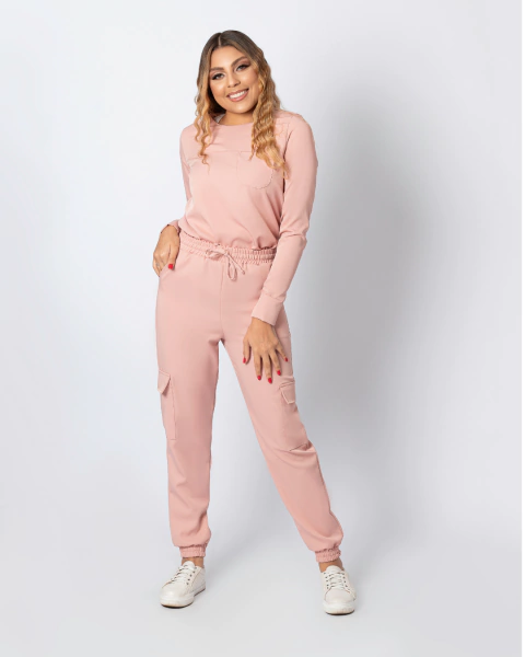 Conjunto Scrub - Rosê Gold - Manga Longa