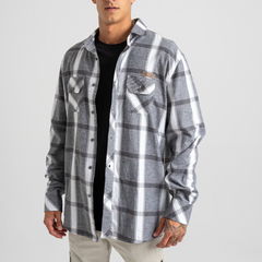 Camisa Manga Longa South To South Xadrez Chumbo/Branca - 518145 na internet