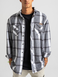 Camisa Manga Longa South To South Xadrez Chumbo/Branca - 518145