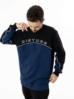 Moletom Disturb Em Arco De Contorno Em Preto/Azul - 518218