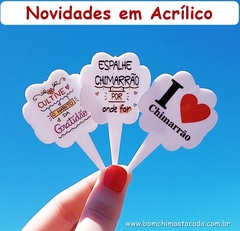 Kit 5 Plaquinhas Enfeites de Chimarrão em Acrílico " A luz que me ilumina é + forte que os maus olhos que me cercam " - comprar online