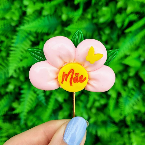 Enfeite de Chimarrão " Flor Rosa BB Mãe " - comprar online