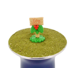 Enfeite de Chimarrão Placa Bege Feliz Natal