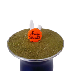 Enfeite de Chimarrão Plaquinha Laranja Neon " Feliz Páscoa "