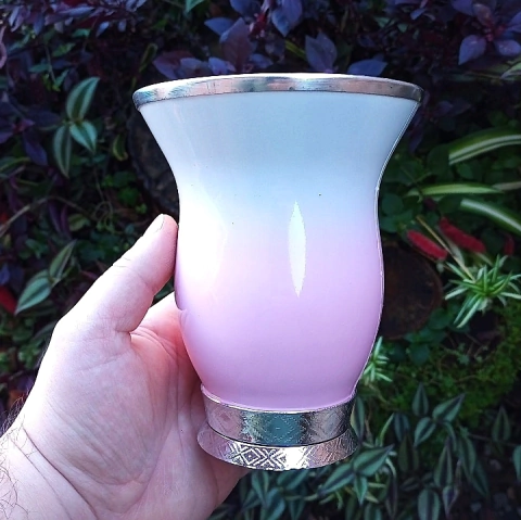 Cuia Lisa Porongo Baixa Rosa Bebê Degradê