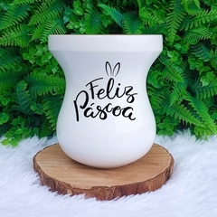 Cuia de Madeira Imbuia Bago Gravação " Feliz Páscoa " Branco n34 - comprar online