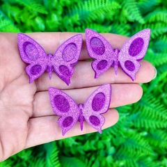 Kit 3 Enfeites Acrílico Borboleta " Roxo Glitter " - comprar online