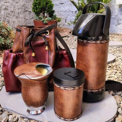 Kit Chimarrão 5 Peças " Croco Caramelo " n3