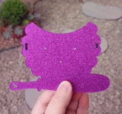 Kit Tapa Cuia 11cm + Espátula " Roxo Glitter "