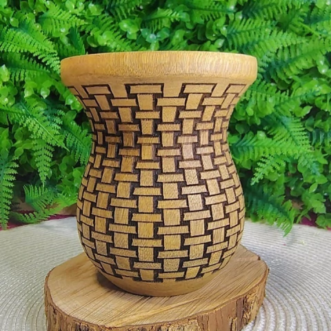 Cuia de Madeira Bago Gravação 360° " Trançado " Selada n34 - comprar online