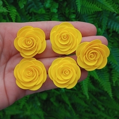 Kit 5 Mini Enfeites Rosas " Amarelo "
