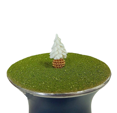 kit 5 Enfeites de Chimarrão Pinheiro Branco de Natal Pérola Rosê