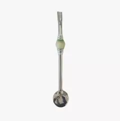 Bomba de Chimarrão Inox Amarelo Mesclado 23cm Pedra Ágata - comprar online