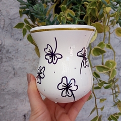 Cuia de Madeira Pintada a Mão " Trevo "