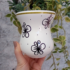 Cuia de Madeira Pintada a Mão " Borboleta "