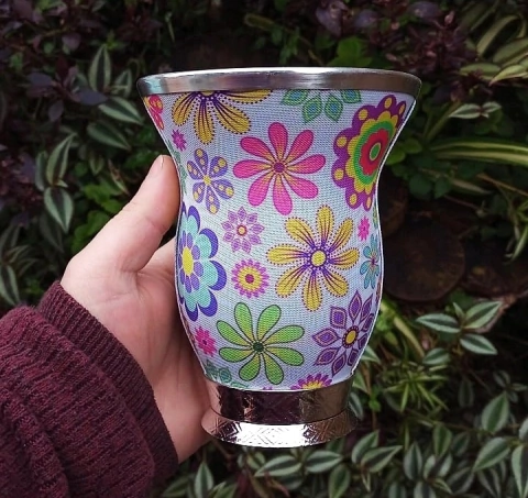 Cuia Baixa Forrada " Flores Delicadas "