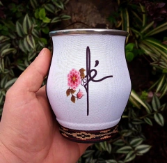 Cuia de Alumínio para Tererê Forrada " Fé fundo branco "