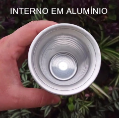 Cuia de Alumínio para Tererê Forrada " Flores fundo Azul BB " - comprar online