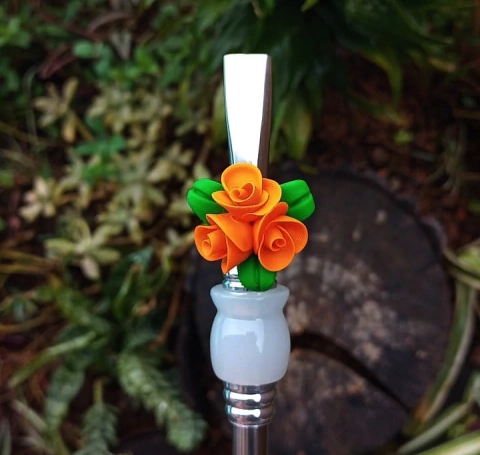 Kit 3 pingentes Biscuit para Bomba " Buque de Rosas " Laranja