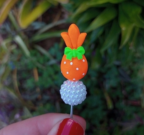 Kit 5 Enfeites de Chimarrão Ovo Páscoa Laranja Neon com laço Pérola