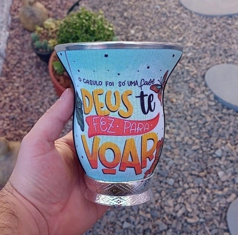 Cuia Baixa Forrada " Deus te fez para voar "