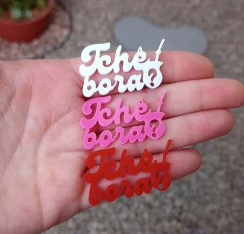 Kit 3 Peças Palavras de Acrílico para Chimarrão " Tchê Bora ? " n7