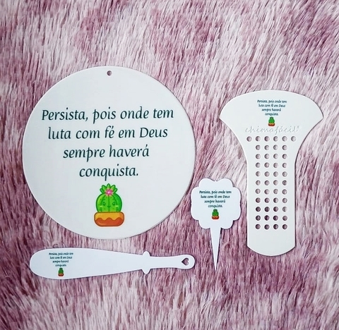 Kit Chima Fácil 4 Peças " Persista, pois onde tem luta com fé em Deus sempre haverá conquista " n51