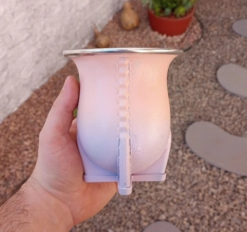 Cuia Porongo Uruguaia Degradê " Salmão / Lilás "