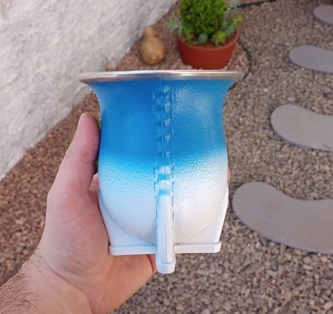 Cuia Porongo Uruguaia Degradê " Azul / Branco "