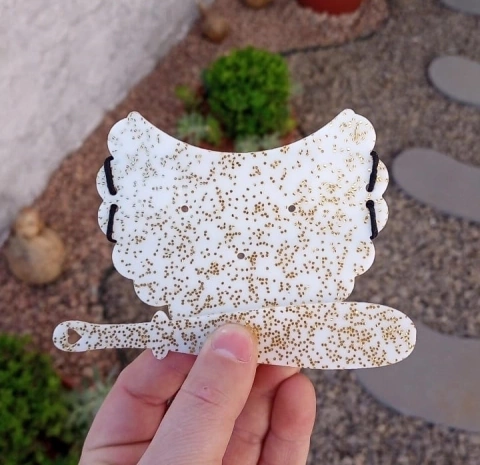 Kit Tapa Cuia 11cm + Espátula " Branco Glitter " - comprar online