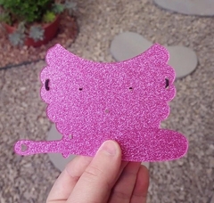Kit Tapa Cuia 11cm + Espátula " Rosa Glitter "