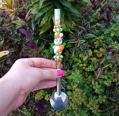 Bomba em Inox Decorada " Coelha Páscoa Cinza " n107