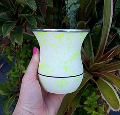 Cuia Bicolor Porongo " Marmorizado Amarelo Neon "