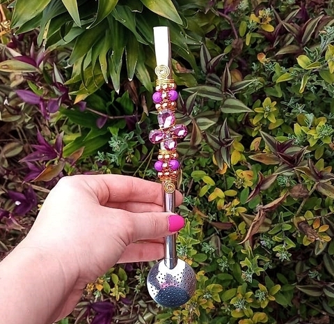 Bomba em Inox Decorada " Pedraria Roxo " n91