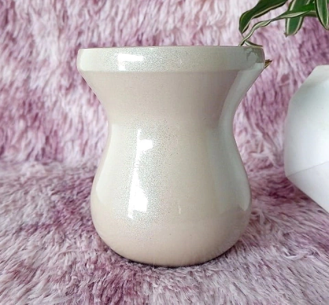 Cuia de Madeira Imbuia Bago " Bege Perolado "