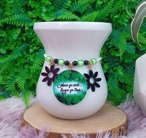 Pulseira de Cuia " Nunca foi sorte sempre foi Deus " n80