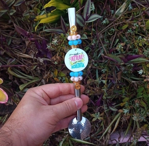 Bomba em Inox Decorada " Você atrai o que você acredita " n38