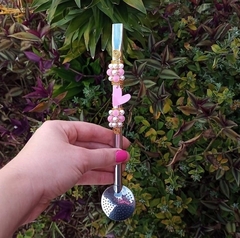 Bomba em Inox Decorada " Coração Rosa BB " n46