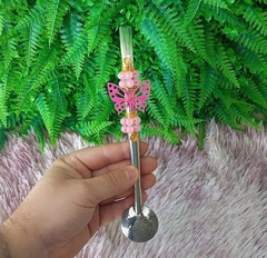 Bomba em Inox Decorada " Borboleta Rosa " n60