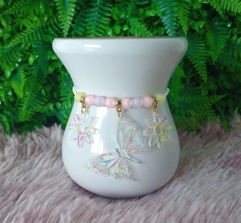 Pulseira de Cuia " Borboleta Transparente Festa " n99