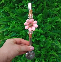 Bomba em Inox Decorada " Flor Biscuit Rosa BB " n64