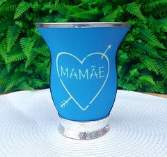 Cuia Baixa Forrada Dia das Mães " Mamãe " Azul