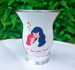 Cuia Baixa Forrada Dia das Mães " I love you, mom! " Branco