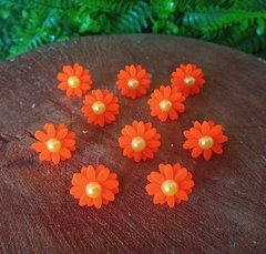 Kit 10 Enfeites Margaridas em Acrílico " Laranja Neon "
