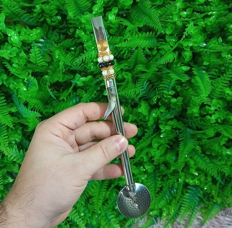 Bomba em Inox Decorada " DENTE OSSO " n117