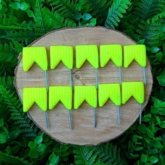 Kit 10 Enfeites de Cuia " Bandeirinha " Amarelo Neon