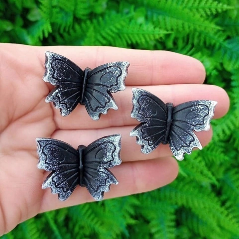 Kit 3 Enfeites de Cuia Borboleta Sombra " Preto "